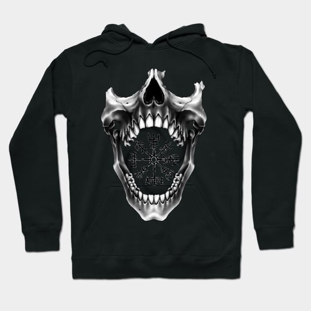 Nordic skull with vegvisir Hoodie by Smurnov